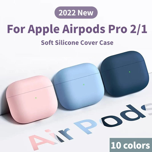 Soft Silicone Case for AirPods Pro 2/1 - Protective Cover with Hook Hole