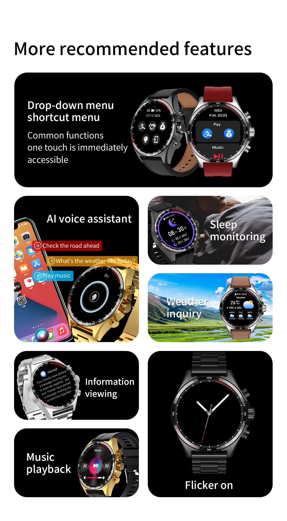 LIGE Smartwatch - 400mAh, Outdoor Compass, IP68 Waterproof, NFC Access, Fitness & Health Tracker