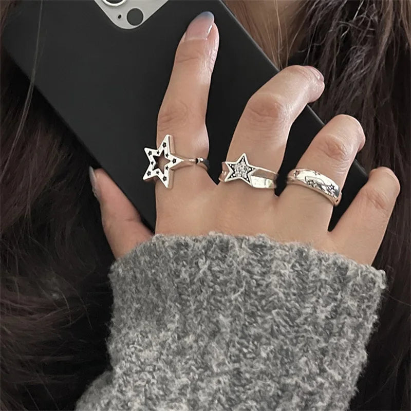 Adjustable Pentagram Star Ring – Y2K Vintage Style