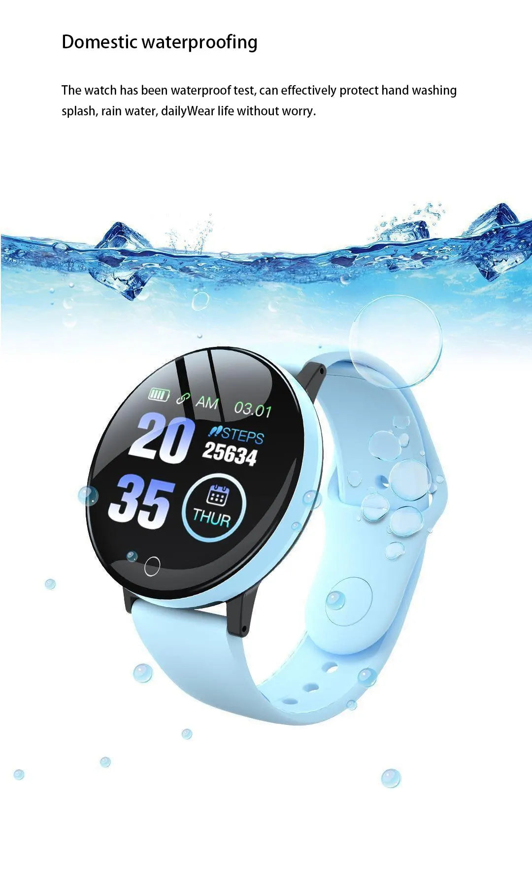 D18 Smart Watch for Men & Women - Fitness Tracker with Heart Rate & Blood Pressure Monitor, Waterproof, iOS & Android Compatible