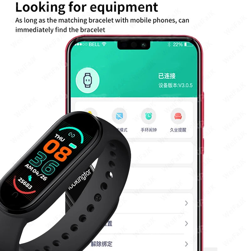 M6 Smart Watch for Men & Women - Fitness Tracker, Heart Rate & Blood Pressure Monitor, Waterproof, Multi-Function Sports Band