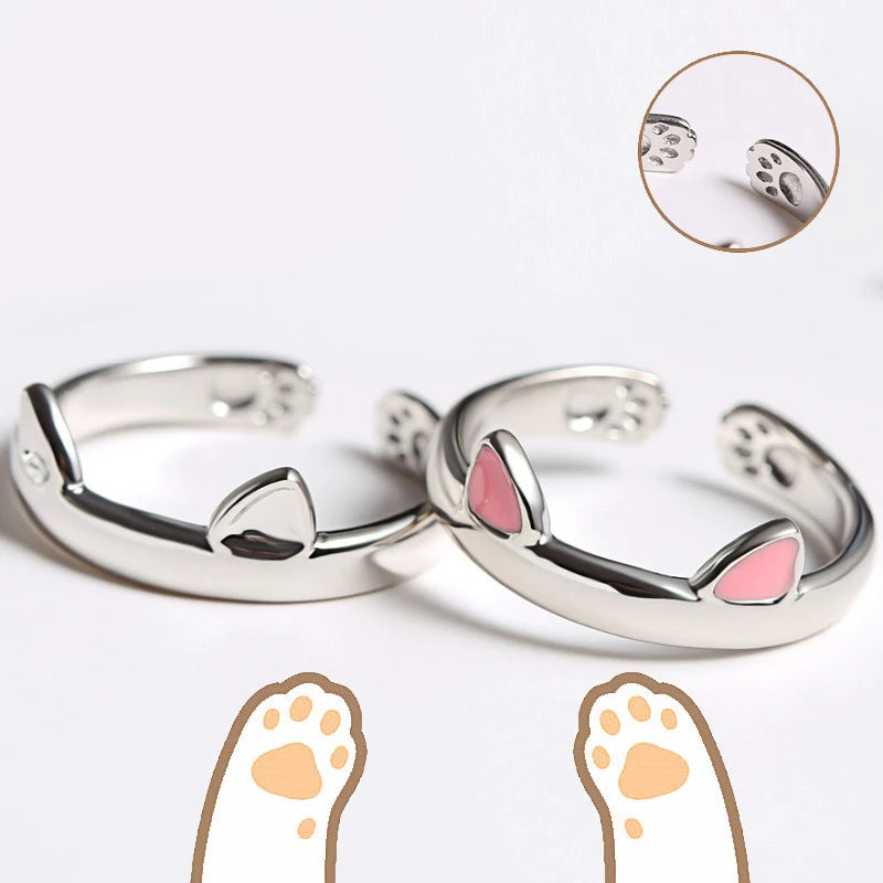 Kitty Paw Love Adjustable Rings