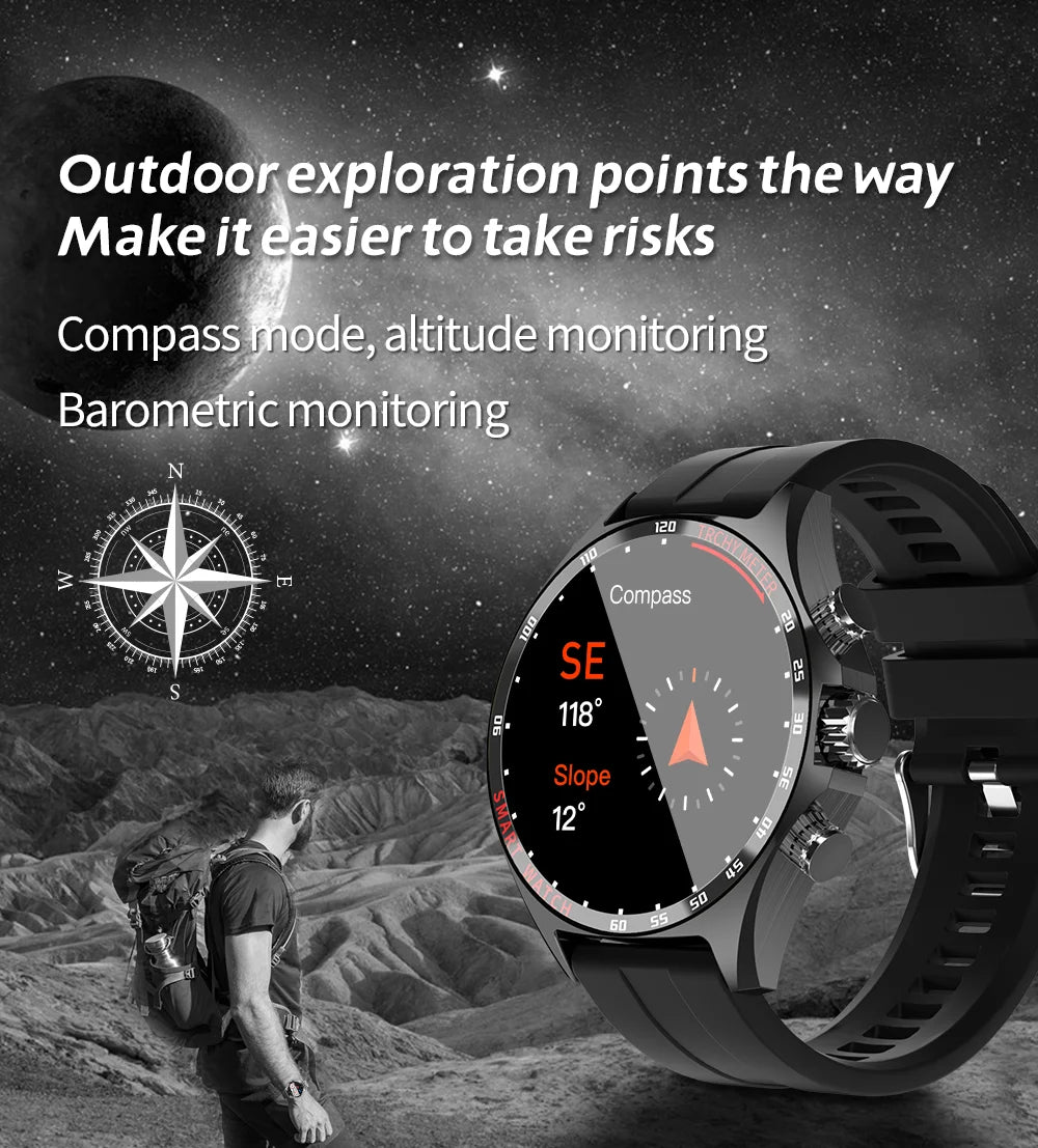 LIGE Smartwatch - 400mAh, Outdoor Compass, IP68 Waterproof, NFC Access, Fitness & Health Tracker