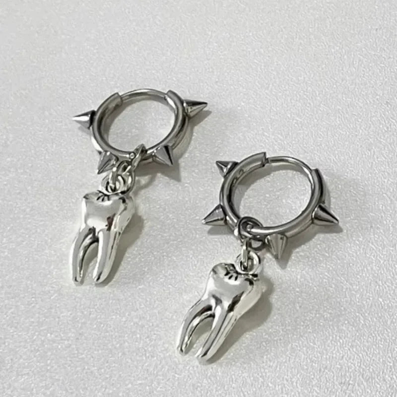 Riveted Gothic Hoop Earrings – Punk Y2K Dangle Design