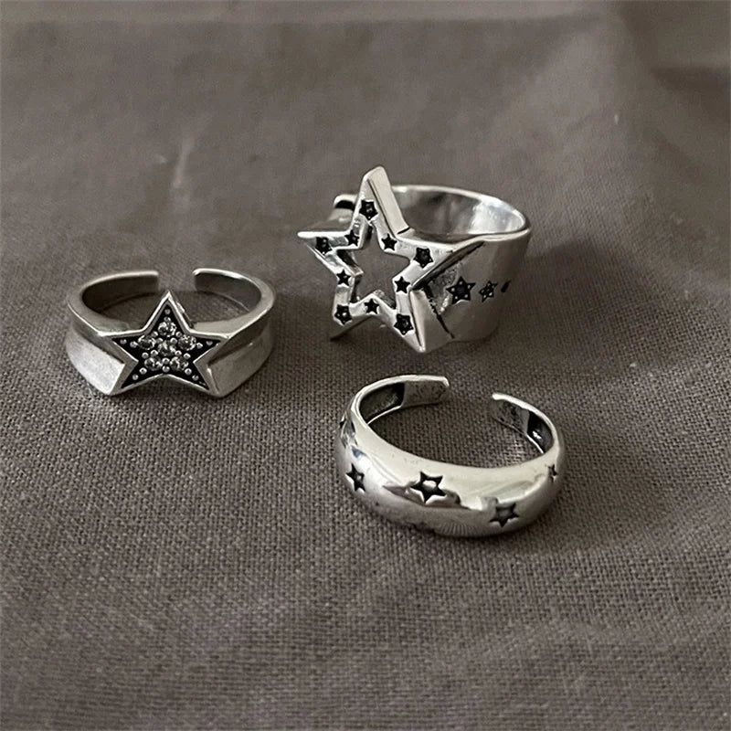 Adjustable Pentagram Star Ring – Y2K Vintage Style