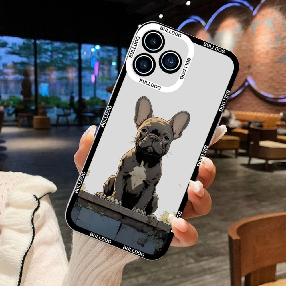 Cute French Bulldog Phone Case For iPhone 11 12 Mini 13 14 15Pro Max Transparent Shell