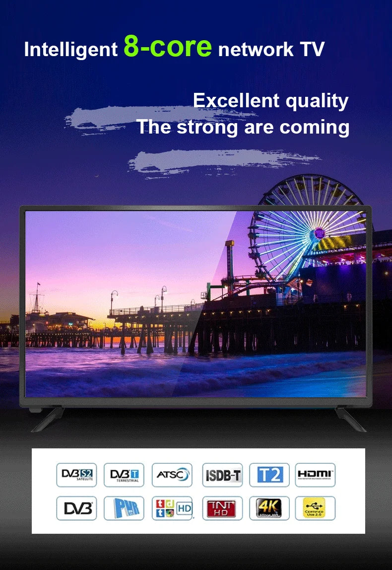 38.5"/39"/40" Inch HD Smart LED TV with DVB-T2, Android, and Wi-Fi