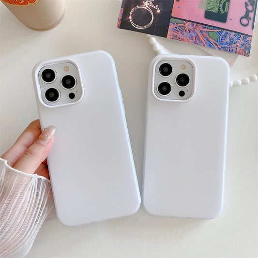 Luxury Matte White Camera Bumper Phone Case for iPhone 15, 14, 13, 12, 11 Pro Max Plus