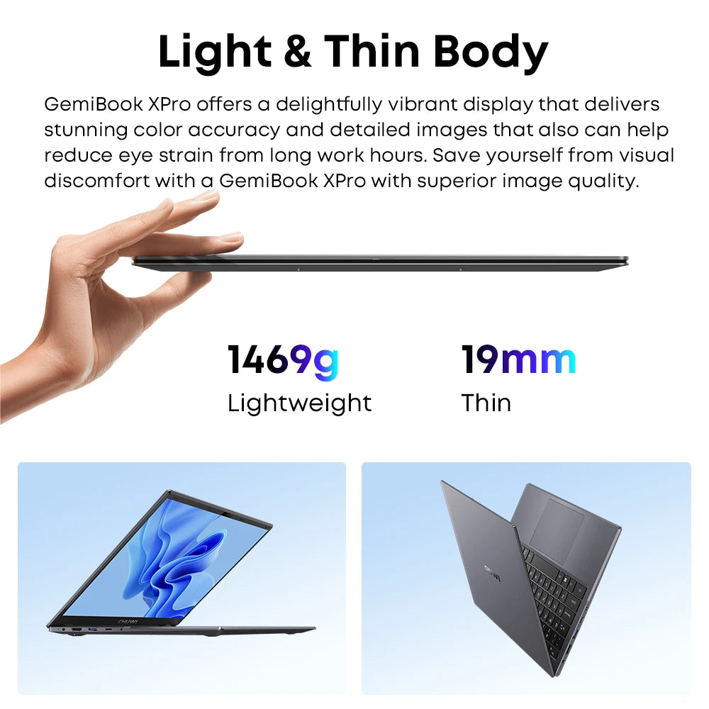 CHUWI GemiBook XPro 14inch UHD Screen Laptop 8GB RAM 256GB SSD Intel Celeron N100 Windows 11 Computer with Cooling Fan Notebook