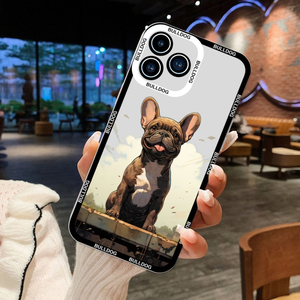 Cute French Bulldog Phone Case For iPhone 11 12 Mini 13 14 15Pro Max Transparent Shell