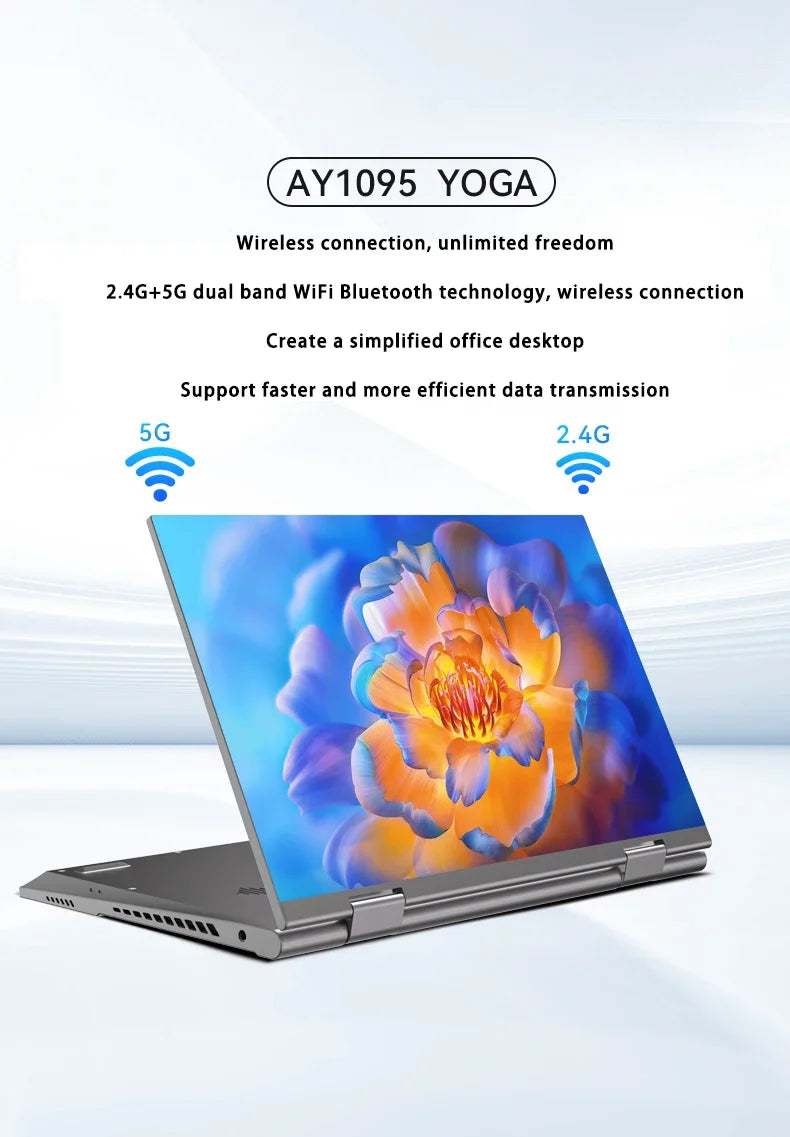 2-in-1 10.95" Touchscreen 360° Flip Laptop – Intel N95, 16GB DDR5, 2TB SSD, Windows 11 Pro, Metal Mini Office/Gaming Notebook