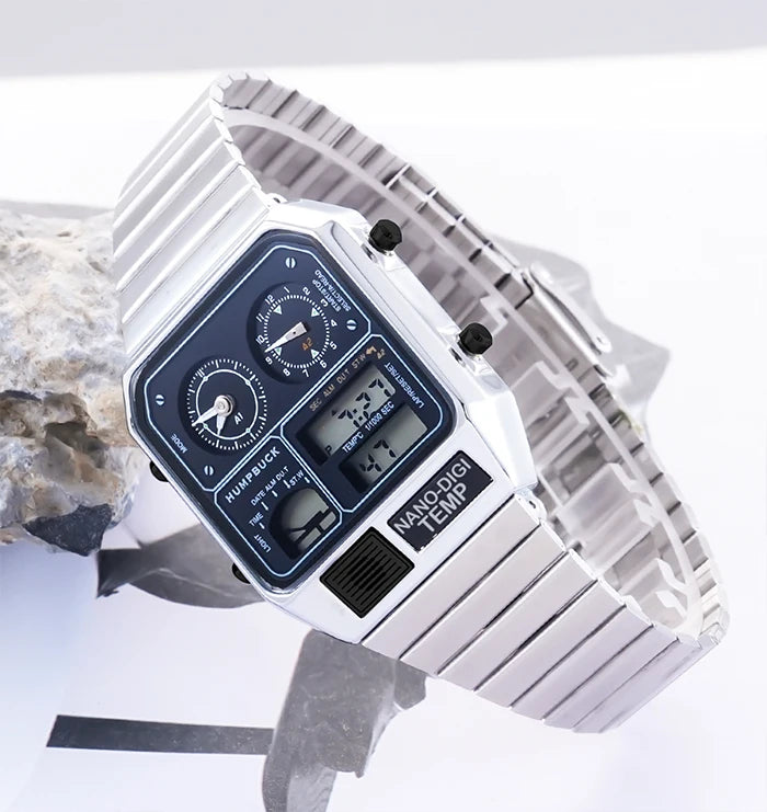 Luxury Waterproof Digital LED Sports Watch - Square Stainless Steel for Men & Women