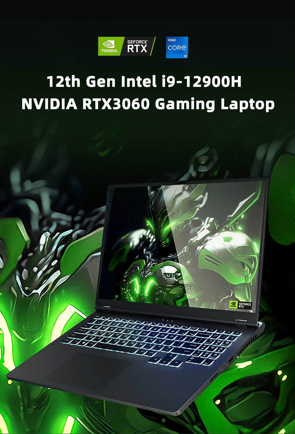 Gaming Laptop 16" IPS FHD Display Intel Core i9 12900H i7-12700H GeForce RTX 3060 GDDR6 6GB 64GB DDR4 1TB SSD Windows 11 Pro