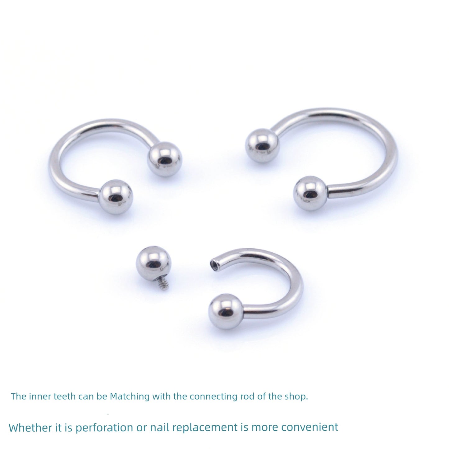 Puncture Piercing Nail Pure Titanium G23 Tongue Pin Internal Thread Horseshoe Ring Nasal Septum Internal Teeth Replacement Lip Ring Labret Nose Stud