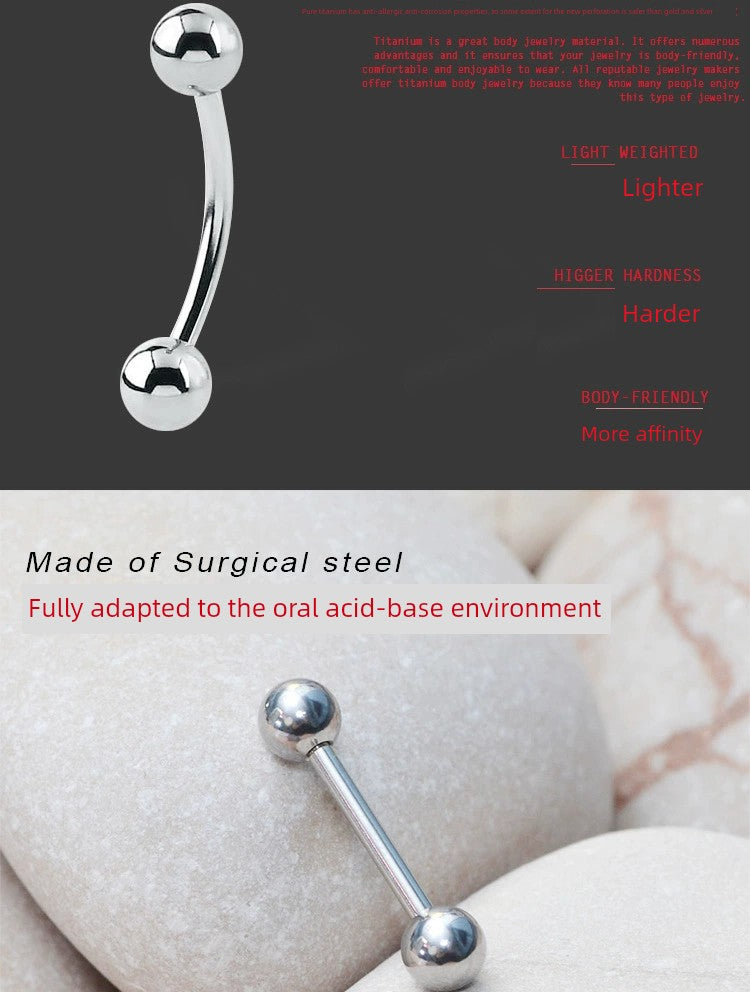 Puncture Piercing Nail Pure Titanium G23 Tongue Pin Internal Thread Horseshoe Ring Nasal Septum Internal Teeth Replacement Lip Ring Labret Nose Stud